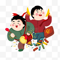 欢庆新年图片_新年手绘敲锣打鼓