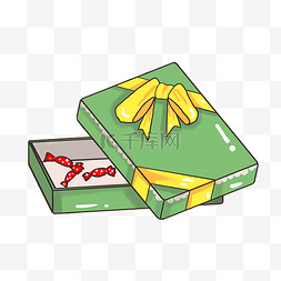 糖果铁盒子图片_手绘绿色糖果盒子