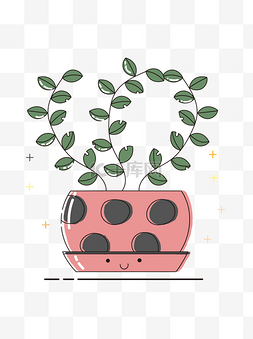 盆栽花卉卡通图片_手绘植物盆栽花卉卡通可爱矢量元