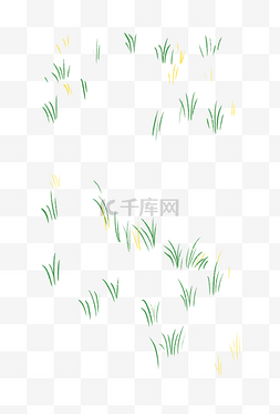 简约绿色小草插画海报免抠元素