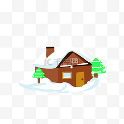 被雪覆盖的房子插画