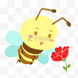 蜜蜂采花蜜免抠PNG素材