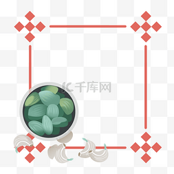 红色简约腊八节图片_方形腊八边框