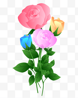 手绘粉玫瑰花束图片_矢量手绘卡通花束