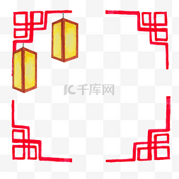 卡通中国结边框图片_卡通手绘中式灯笼边框
