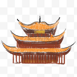 中国建筑图片_水墨中国古建筑插画