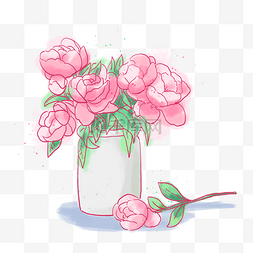 手绘小花朵植物图片_手绘粉色花朵捧花花束PNG免抠素材
