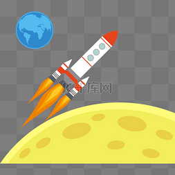 太空登月图片_红色火箭发射外太空宇航日