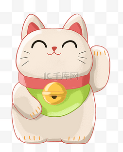 日本插画元素图片_招财猫陶瓷猫插画
