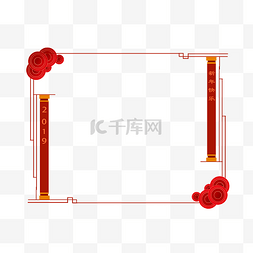 卷轴手绘红色图片_手绘红色新年线性边框