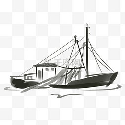 渔船插画图片_手绘航行的渔船插画