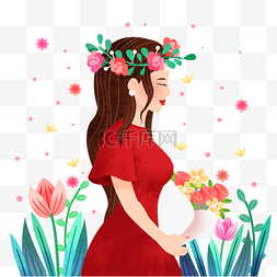 手绘妇女节花环插画