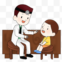 牙齿儿童牙齿图片_牙科医生给患者检查插画