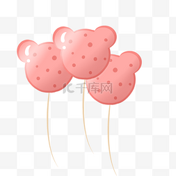 粉色花点动物气球插画