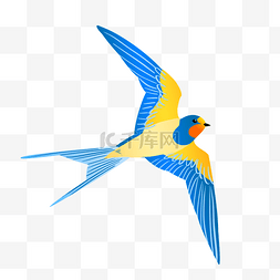 燕子飞翔插画图片_蓝色飞行的燕子插画