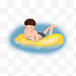 沙滩度假插图图片_夏日沙滩游泳小男孩