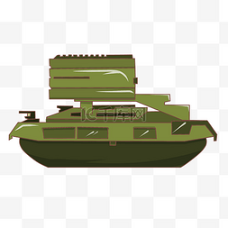 坦克卡通图片_卡通军绿色坦克