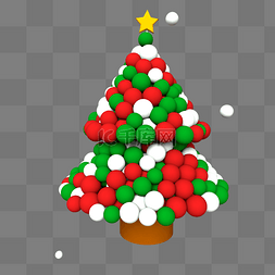 圆球几何图片_C4D圣诞树装饰