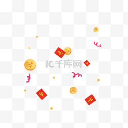 金融喜庆图片_红色彩带金币红包