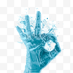 手指图片_蓝色液体手指OK手势效果图