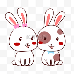 简笔白色线条设计小兔子