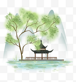 风景看图片_春天亭子里看风景