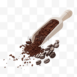 咖啡豆图片_一勺咖啡粉png免抠