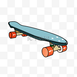 滑板插画图片_手绘蓝色滑板插画