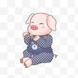 可爱手绘穿衣服的猪宝宝