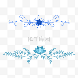 蓝色手绘花边标题装饰框