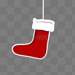 手绘矢量卡通悬挂圣诞节红色袜子