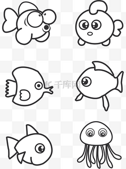 可食用鱼类图片_可爱简笔画小鱼类