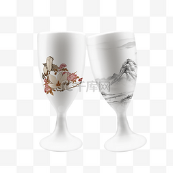 酒杯实物花纹图案白酒杯一对杯子
