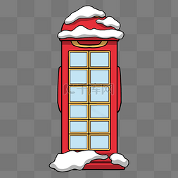 电话亭白色图片_圣诞节落雪的电话亭