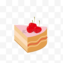 切开的蛋糕蛋糕图片_三角形樱桃蛋糕矢量免抠图