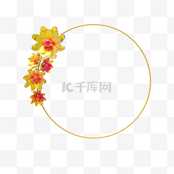 中国风字体图片_金属花朵免抠素材