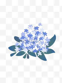 蓝色花束图片_卡通可爱手绘花朵花卉花束彩色设
