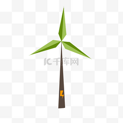 发电卡通图片_手绘风力发电环保插画