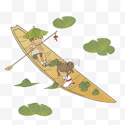 中正纪念堂图片_端午节男孩划船女孩把粽子放到河