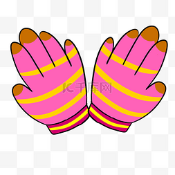 粉色手绘手套元素