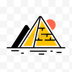 埃及金字塔psd图片_手绘卡通彩色旅游名胜金字塔