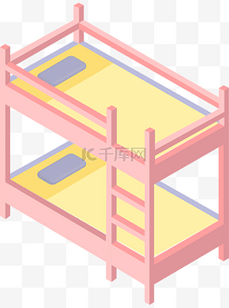 2.5d儿童床学校上下铺床家具元素