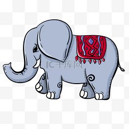 长的尾巴图片_可爱的配有坐垫的灰色大象
