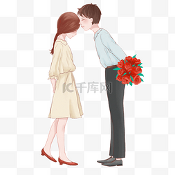 宣传海报图图图片_情人节一对情侣在接吻免抠图