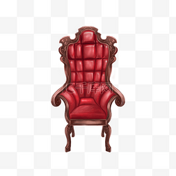 手绘女王的红色单人椅子