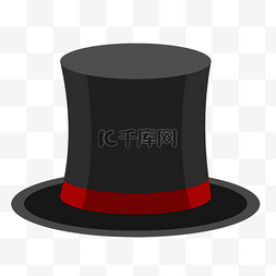 红色的帽子图片_黑色的礼帽装饰插画