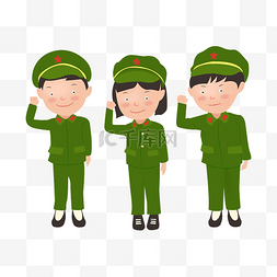 71建军节图片_建党节三个小红军宣誓卡通人物