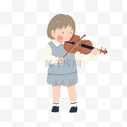 手绘卡通拉小提琴的女孩
