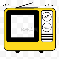 可爱头像边框图片_标题:黄色矢量通用电视机二维码