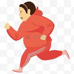 卡通女人跑步图片_卡通矢量正在跑步的肥胖女人免抠
